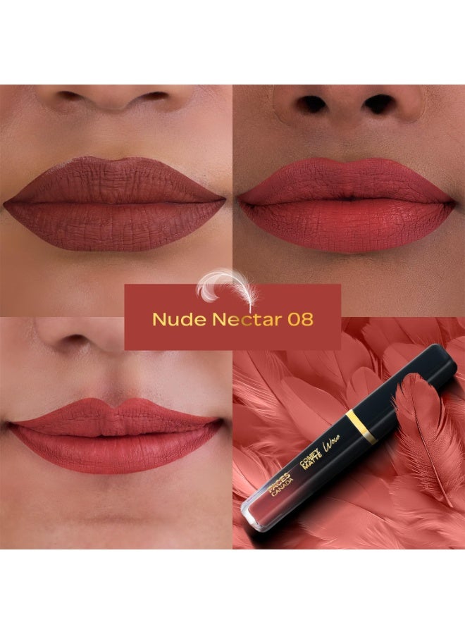 Facescanada Comfy Matte Wow Liquid Lipstick Nude Nectar 08 3.8ml Long Lasting - Image 3