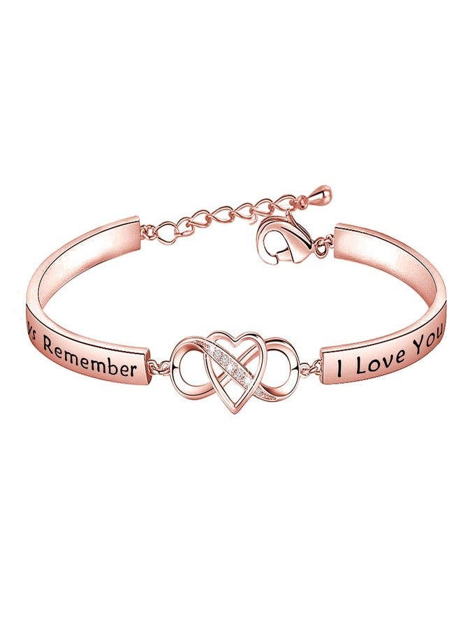 FEELMEM Mom Gifts Bracelet Always Remember I Love You Mom Infinity Love Heart Bracelet Mom Birthday Gifts from Daughter(rose gold) - Image 1