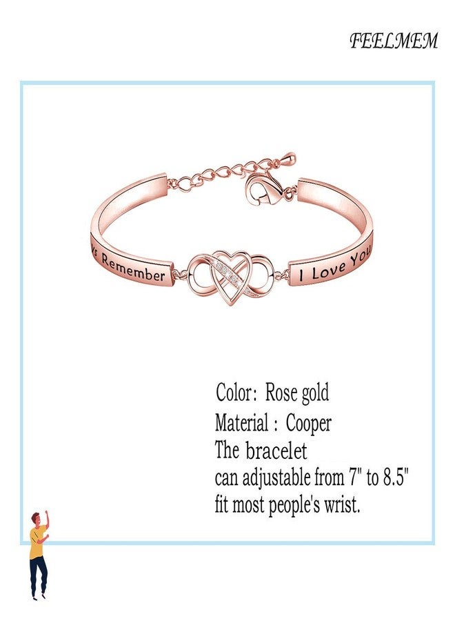 FEELMEM Mom Gifts Bracelet Always Remember I Love You Mom Infinity Love Heart Bracelet Mom Birthday Gifts from Daughter(rose gold) - Image 2