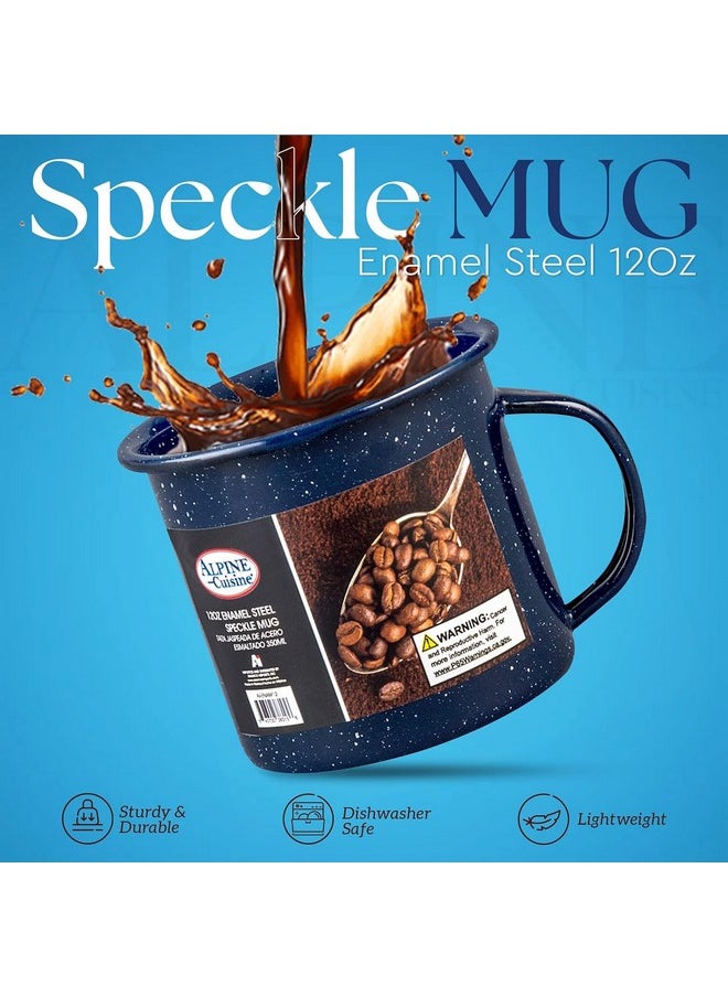Alpine Cuisine Alpine Cuisine Enamel Steel Dark Blue Speckle Mug 12oz - Both Hot & Cold Beverage Coffee Mug for Office & Home, Dishwasher Safe, Small Coffee Mug for Coffee, Tea, Cappuccino  - Image 4