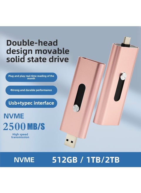 Solid State Mobile Hard Drive 1TB 2 In 1 TYPE C USB 3.2 High Speed NVME Mobile Phone Computer-Capacity:1TB-Interface:USB 3.0