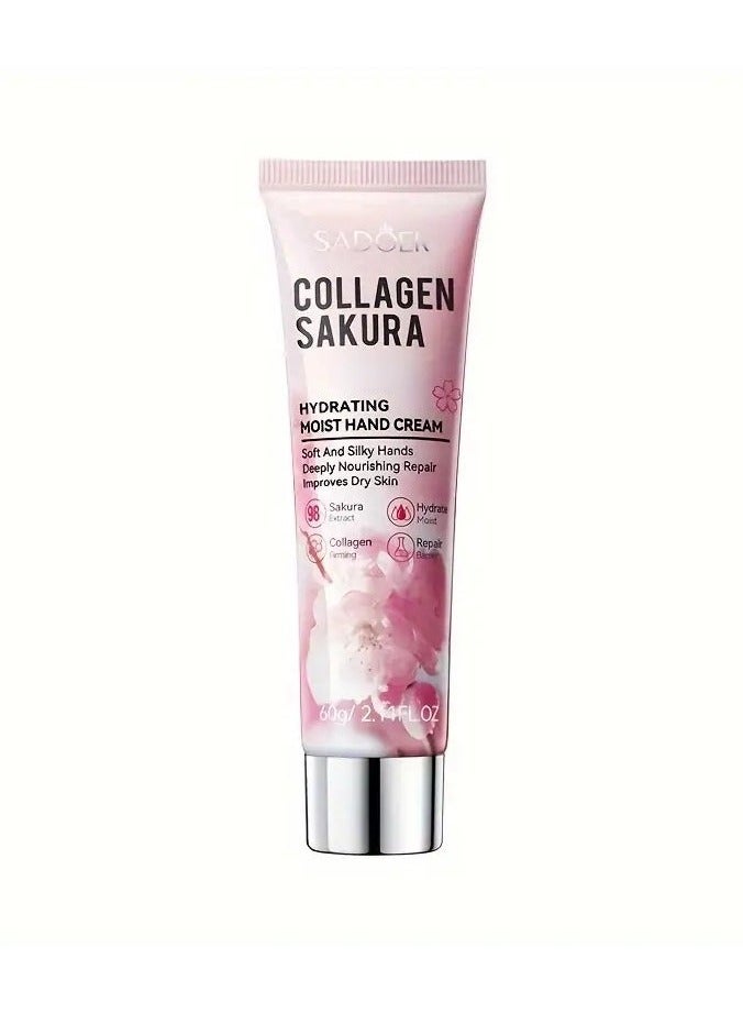 SADOER 2PCS Cherry Blossom Collagen Moisturizing Hand Cream, Improve Dry Skin, Moisturize Smooth, Delicate, And Soft Skin - Image 2