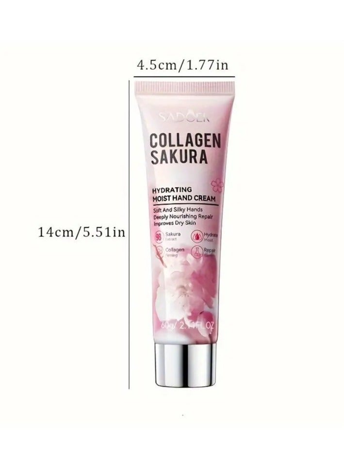 SADOER 2PCS Cherry Blossom Collagen Moisturizing Hand Cream, Improve Dry Skin, Moisturize Smooth, Delicate, And Soft Skin - Image 5