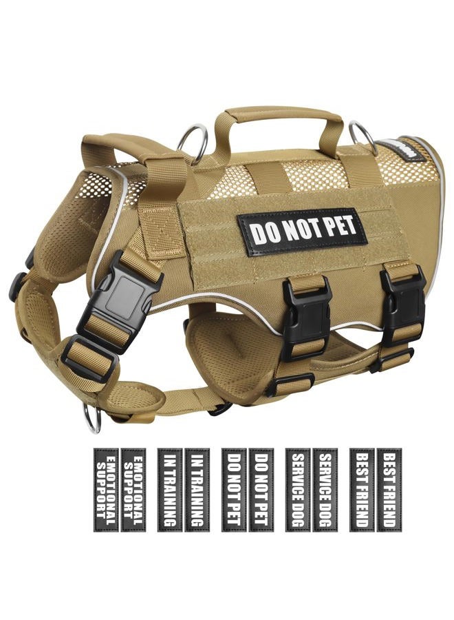 WINSEE Mesh Dog Harness with 10 Pet Patches for Medium Service Dog in Training, Breathable Tactical Molle Vest with Double Handle, Reflective Military Pet Vest for Walking Hiking - Image 1