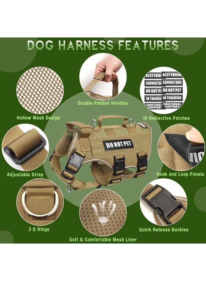 WINSEE Mesh Dog Harness with 10 Pet Patches for Medium Service Dog in Training, Breathable Tactical Molle Vest with Double Handle, Reflective Military Pet Vest for Walking Hiking - Image 4
