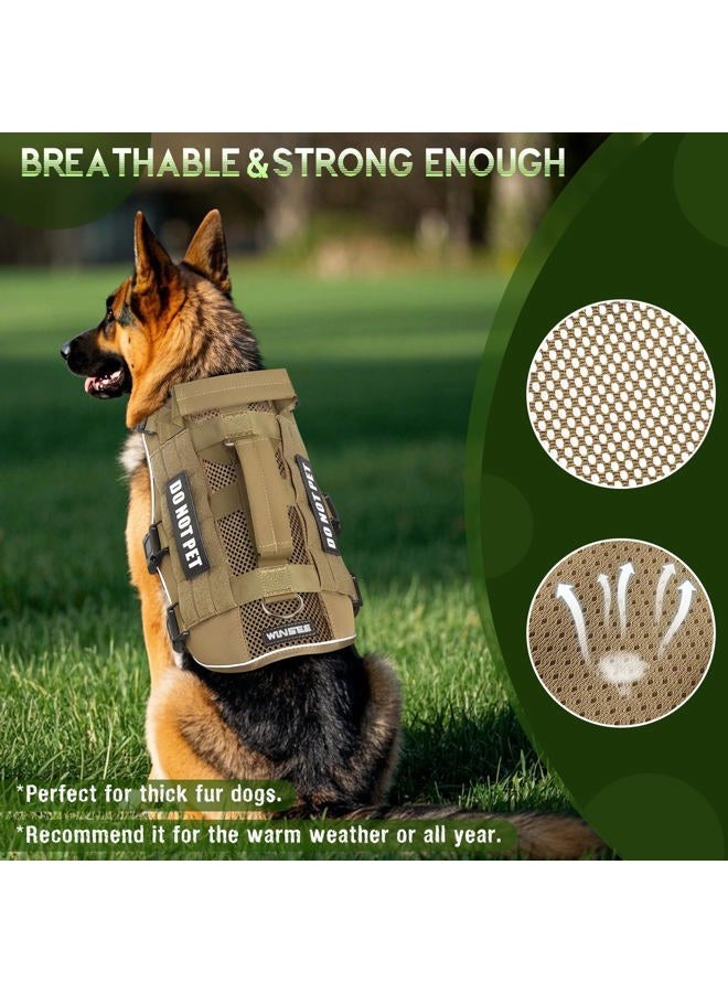 WINSEE Mesh Dog Harness with 10 Pet Patches for Medium Service Dog in Training, Breathable Tactical Molle Vest with Double Handle, Reflective Military Pet Vest for Walking Hiking - Image 2