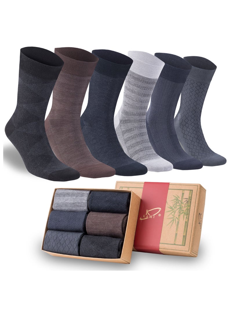 Kami جوارب رسمية للرجال من البامبو الناعم الفائق المضاد للبكتيريا – 6 أزواج - Image 1