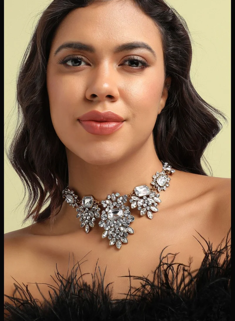 SOHI Gold Plated Designer Stone Party Wear Necklace For Women