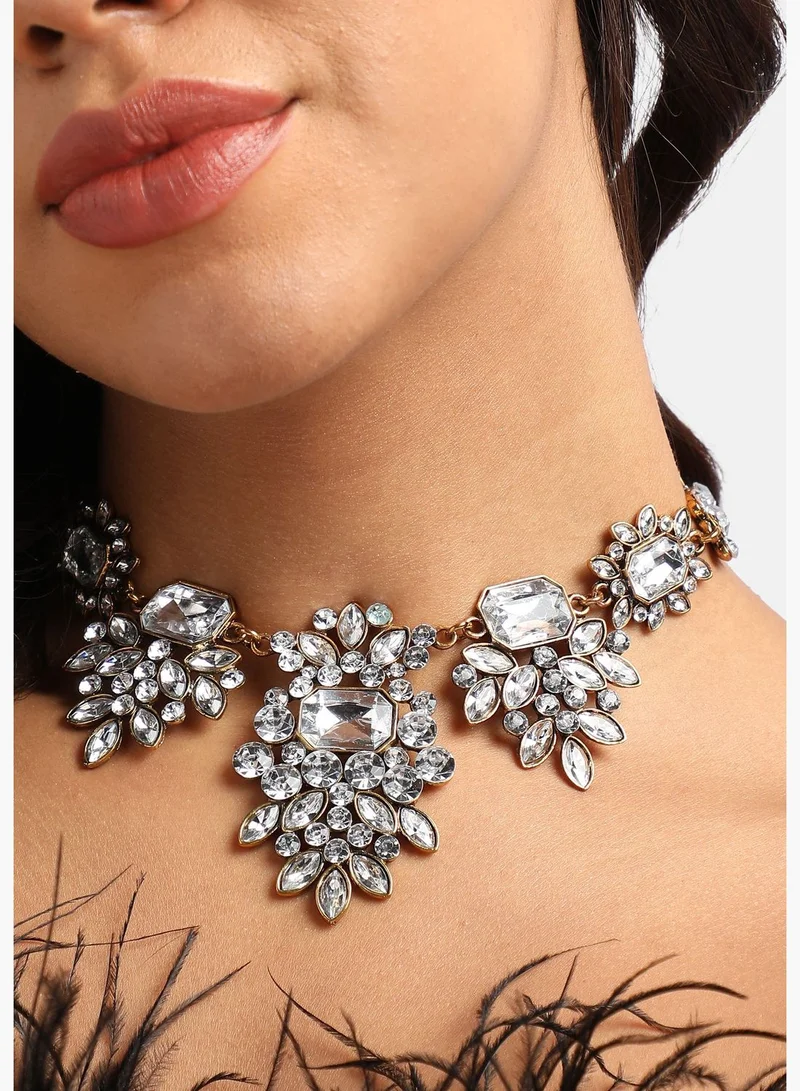 SOHI Gold Plated Designer Stone Party Wear Necklace For Women