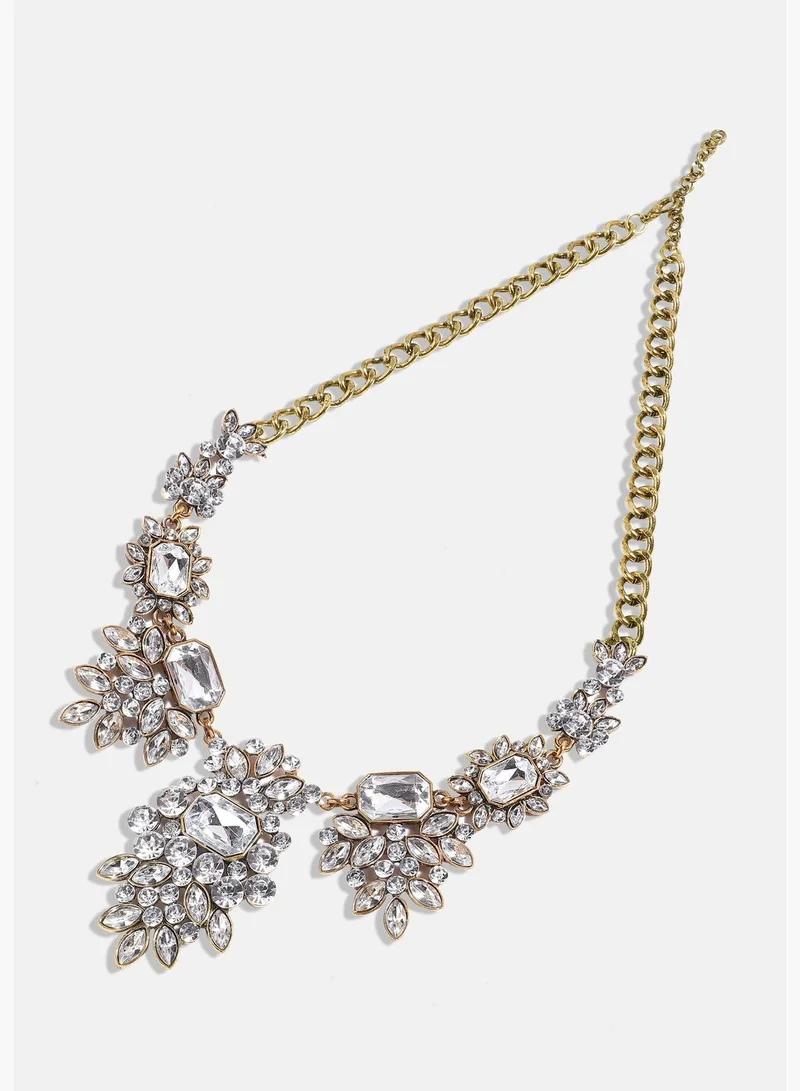 SOHI Gold Plated Designer Stone Party Wear Necklace For Women