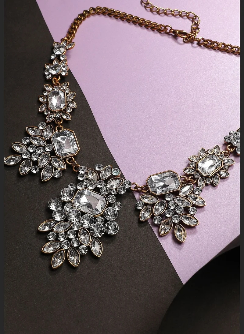 SOHI Gold Plated Designer Stone Party Wear Necklace For Women