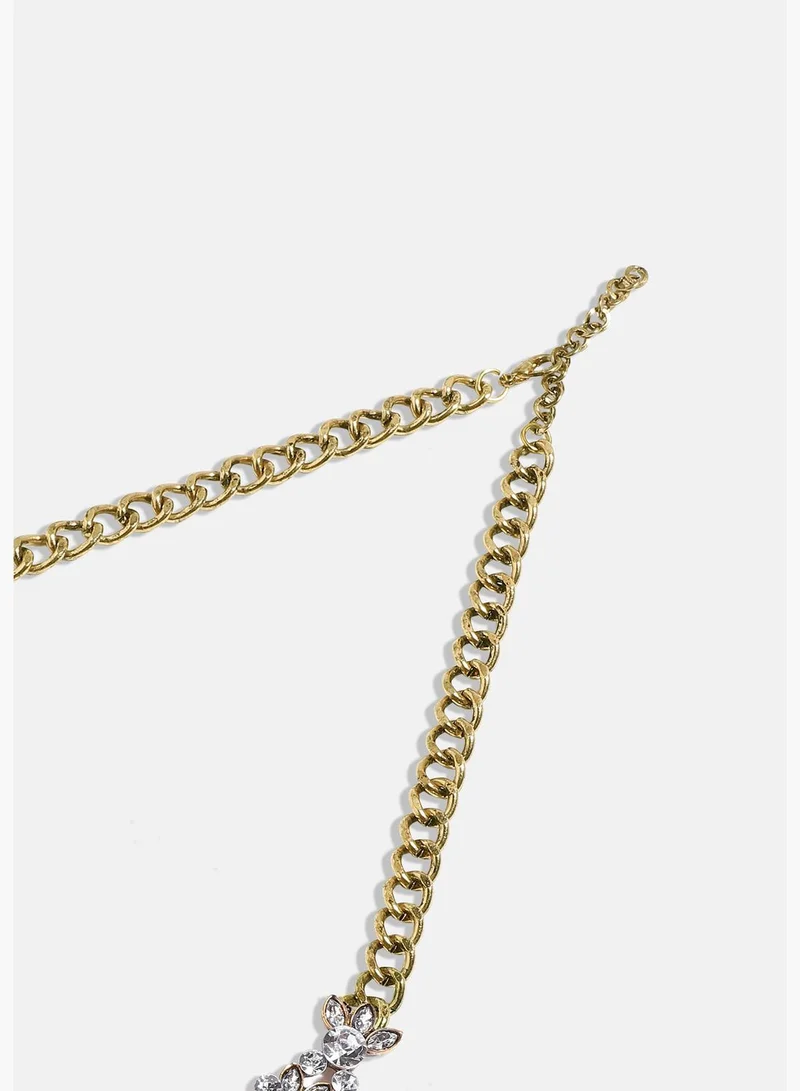 SOHI Gold Plated Designer Stone Party Wear Necklace For Women