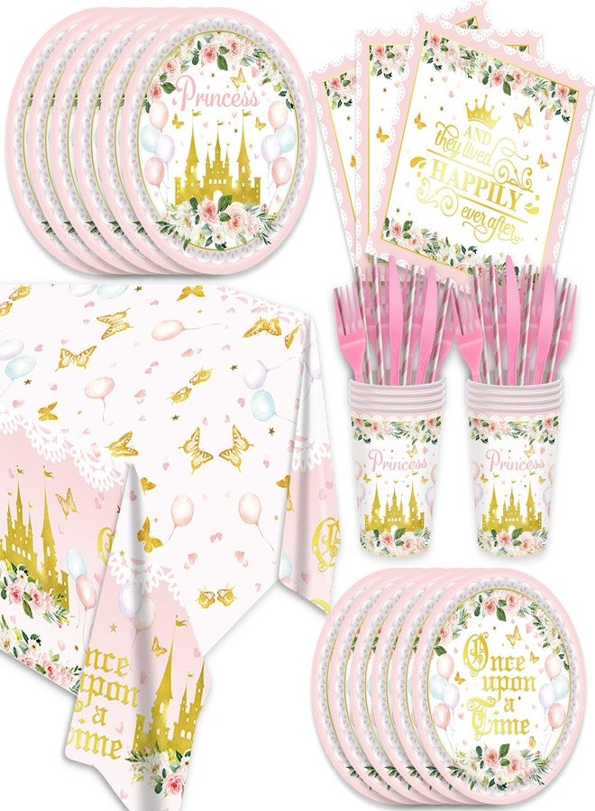 Ldcx 141pcs Princess Party Decorations Disposable Tableware Set Inculde Plates Napkins Knives Forks Straws Cup and Tablecloth for Birthday Party Bridal Serve 20 Guests - Image 1