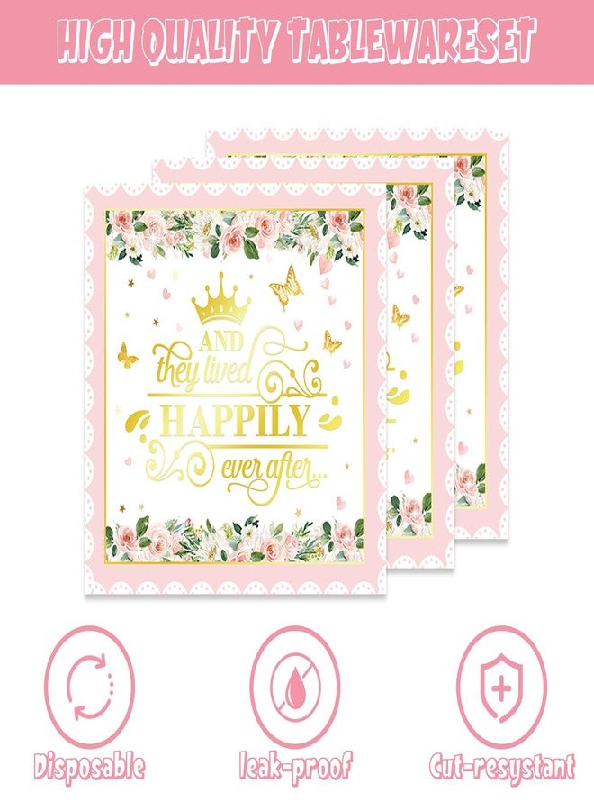 Ldcx 141pcs Princess Party Decorations Disposable Tableware Set Inculde Plates Napkins Knives Forks Straws Cup and Tablecloth for Birthday Party Bridal Serve 20 Guests - Image 5