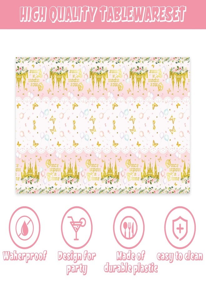 Ldcx 141pcs Princess Party Decorations Disposable Tableware Set Inculde Plates Napkins Knives Forks Straws Cup and Tablecloth for Birthday Party Bridal Serve 20 Guests - Image 3
