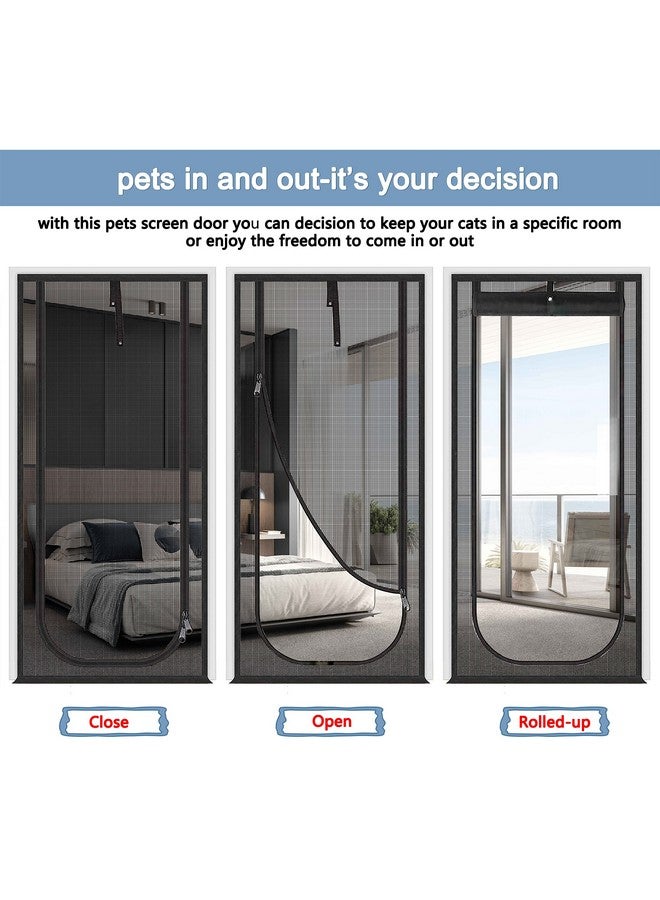 QWR Upgraded Pet Screen Door Fits Doors Up To 30"X80",Heavy Duty Cat Proof Mesh Screen Door With Zipper Closure,Prevent Cats Running Out From Home,Bedroom,Living Room,Kitchen(UType,Black) - Image 5