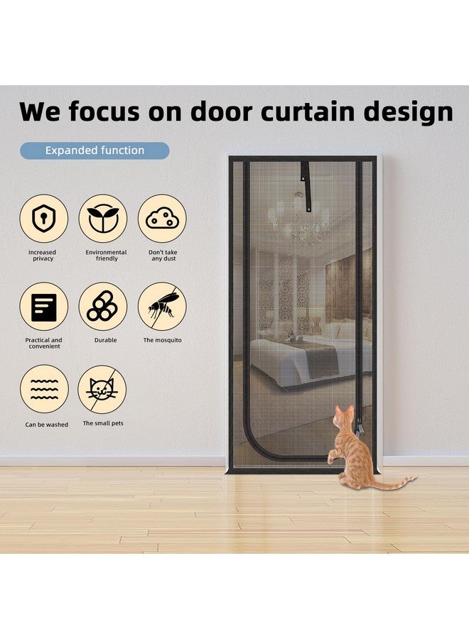 QWR Upgraded Pet Screen Door Fits Doors Up To 30"X80",Heavy Duty Cat Proof Mesh Screen Door With Zipper Closure,Prevent Cats Running Out From Home,Bedroom,Living Room,Kitchen(UType,Black) - Image 4
