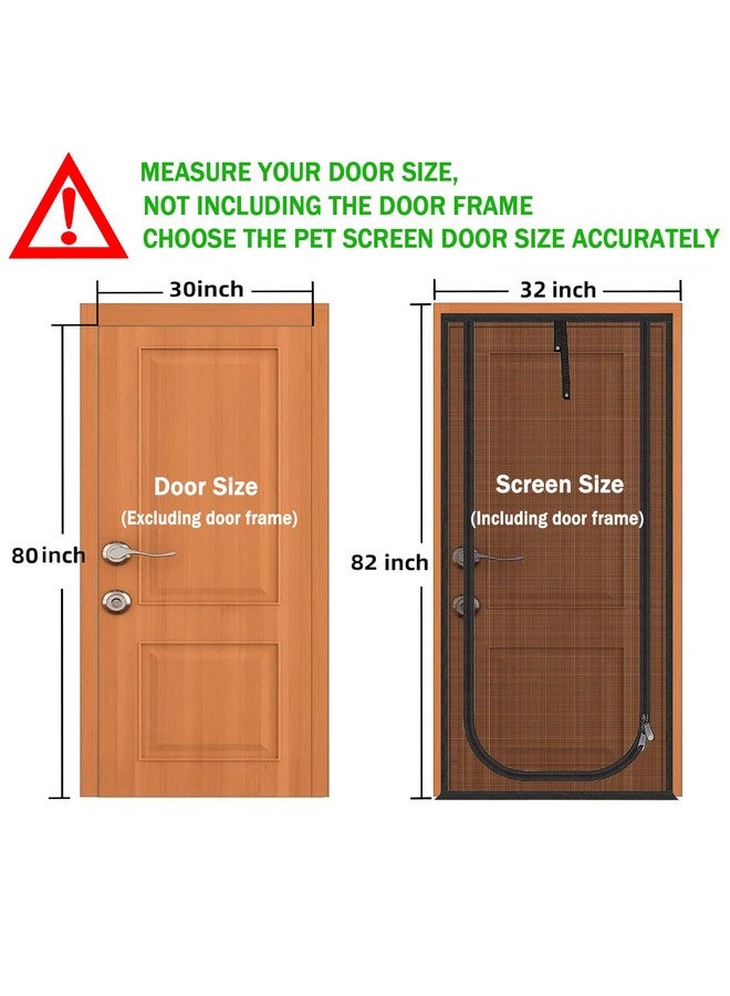 QWR Upgraded Pet Screen Door Fits Doors Up To 30"X80",Heavy Duty Cat Proof Mesh Screen Door With Zipper Closure,Prevent Cats Running Out From Home,Bedroom,Living Room,Kitchen(UType,Black) - Image 2