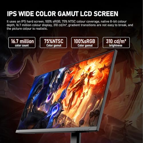 Gawfolk 27 inch IPS PC Screen, 4K Gaming Monitor 160Hz, 1ms, FreeSync, 100% sRGB, 178° Wide Viewing Angle, HDMI 2.1, DisplayPort,Height-Adjustable and Swivel,75 * 75MM Wall Mount Compatible - Black - Image 4