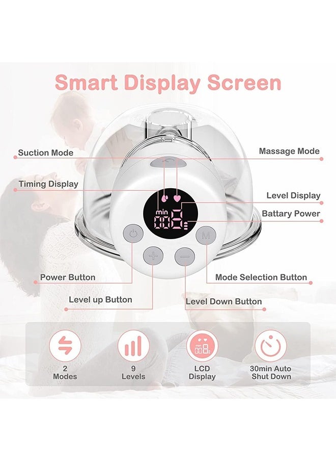 Cady One - 2 Hands-Free Wearable Electric Breast Pump with LCD Display, 9 Levels and 2 Modes Rechargeable with Massage Mode - Image 1