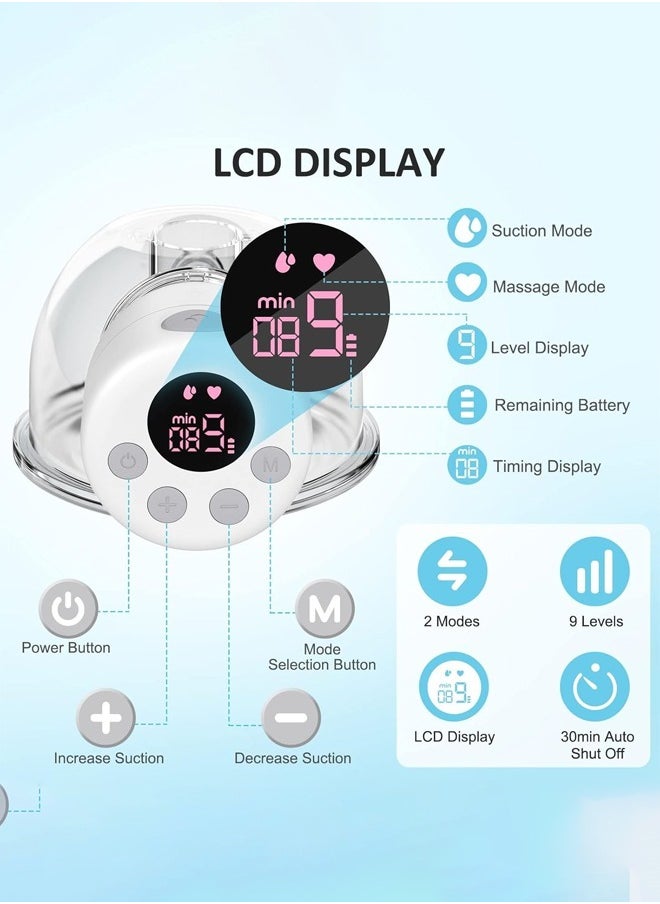 Cady One - 2 Hands-Free Wearable Electric Breast Pump with LCD Display, 9 Levels and 2 Modes Rechargeable with Massage Mode - Image 1