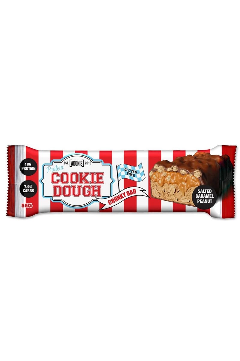 آدونیس بار بروتين الفول السوداني بالشوكولاتة والكراميل المملح - 55 جرام، قليل السكر، غني بالبروتين، خالٍ من الغلوتين، مناسب لحمية الكيتو، مع قطع شوكولاتة حقيقية، عبوة من 12 قطعة - Image 2