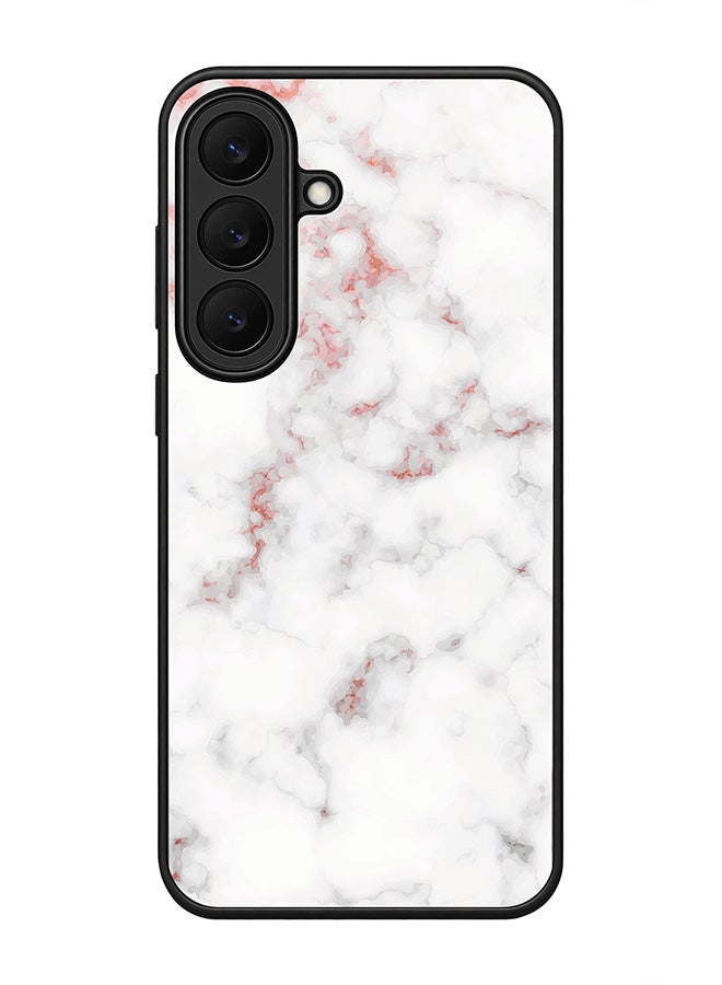 Stylizedd Rugged Case for Samsung Galaxy S26 FE- Slim Fit Hybrid Rubber Cover Marble Print Rose Grey