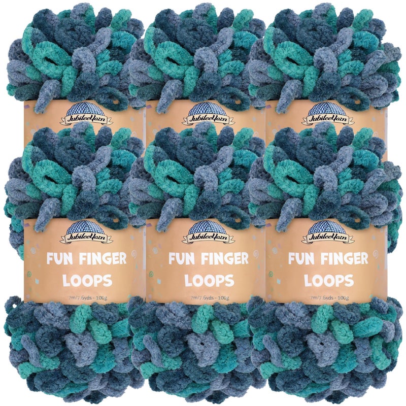 BambooMN خيوط جوبيل يارن حلقات الأصابع الممتعة 100 جرام خيوط بوليستر عملاقة بوسيدون 6 خيوط