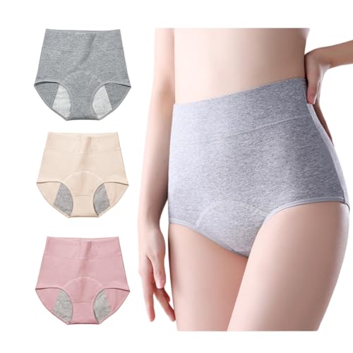 3 Pack Womens Incontinence Underwear Washable Double Elastic High Waist Adult Incontinence Protective Briefs Reusable for Light Bladder LeakageXLWaist 260402