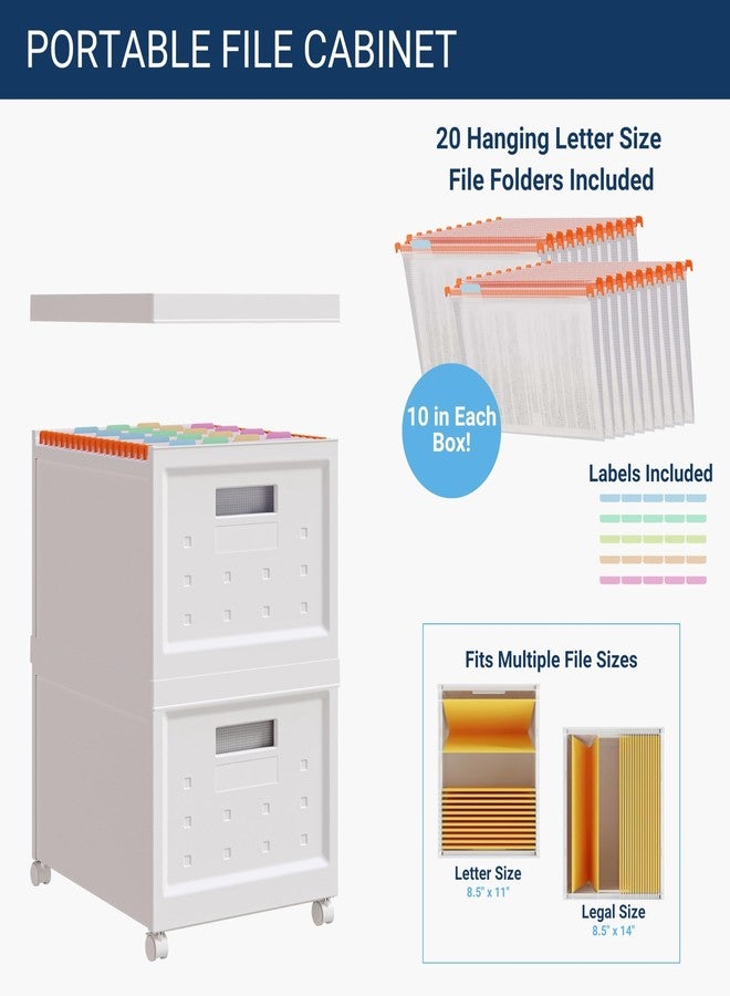 Techni Mobili Collapsible Stackable Rolling File Boxes with Lids and 10 Hanging Files, Portable Plastic Storage Organizer with wheels for Home or Office, 2-Pack - Image 3