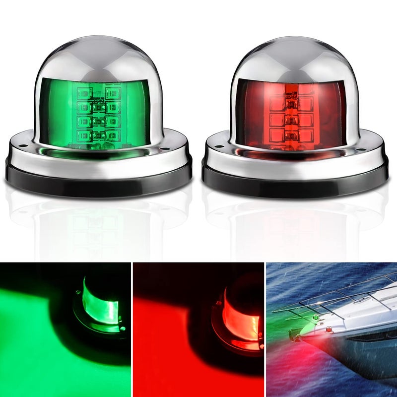 Nilight Marine Boat Navigation Light 2PCS 8LED Red Green LED Port Starboard Signals Bow Lights 12V Waterproof for Skeeter Yacht Pontoon Speedboat Sailboats Fishing Boats - Image 1
