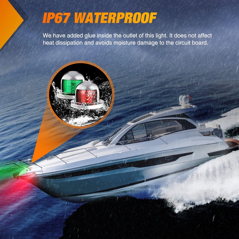 Nilight Marine Boat Navigation Light 2PCS 8LED Red Green LED Port Starboard Signals Bow Lights 12V Waterproof for Skeeter Yacht Pontoon Speedboat Sailboats Fishing Boats - Image 4