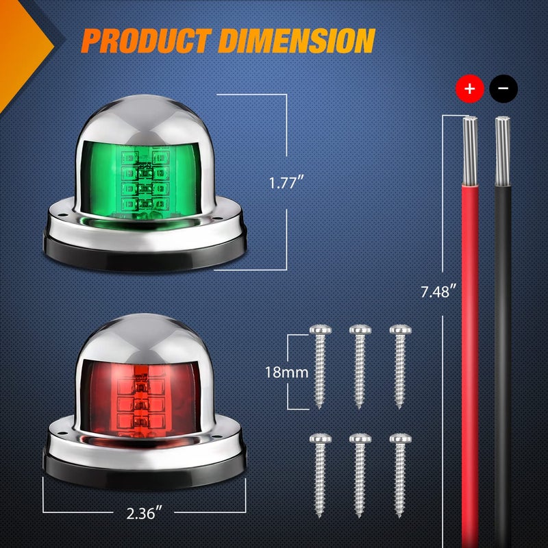 Nilight Marine Boat Navigation Light 2PCS 8LED Red Green LED Port Starboard Signals Bow Lights 12V Waterproof for Skeeter Yacht Pontoon Speedboat Sailboats Fishing Boats - Image 2