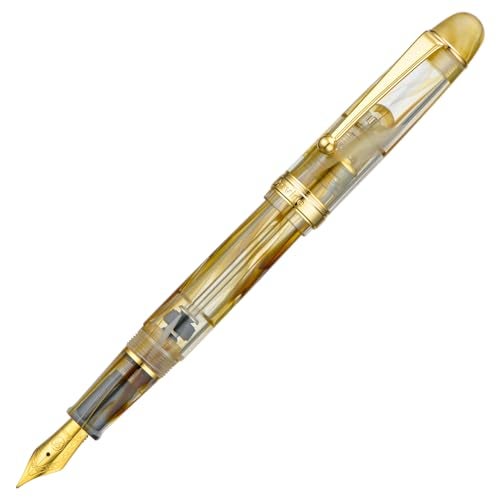 Asvine V126 Vacuum Filling Fountain Pen Brown Swirl Transparent Acrylic, Medium Nib Large-Capacity with Gift Case - Image 3
