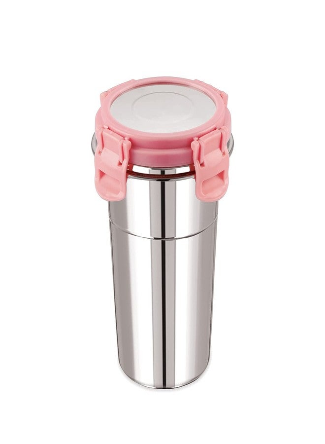 RRJ Leak Proof Click and Seal Lock Stainless Steel Storage/Air Tight Tiffin Container/Lunch Container with Steel lid Fusion (400 ml) - Image 1