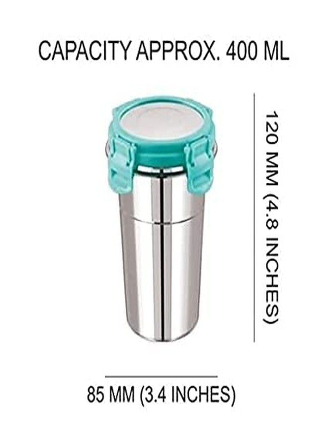 RRJ Leak Proof Click and Seal Lock Stainless Steel Storage/Air Tight Tiffin Container/Lunch Container with Steel lid Fusion (400 ml) - Image 2