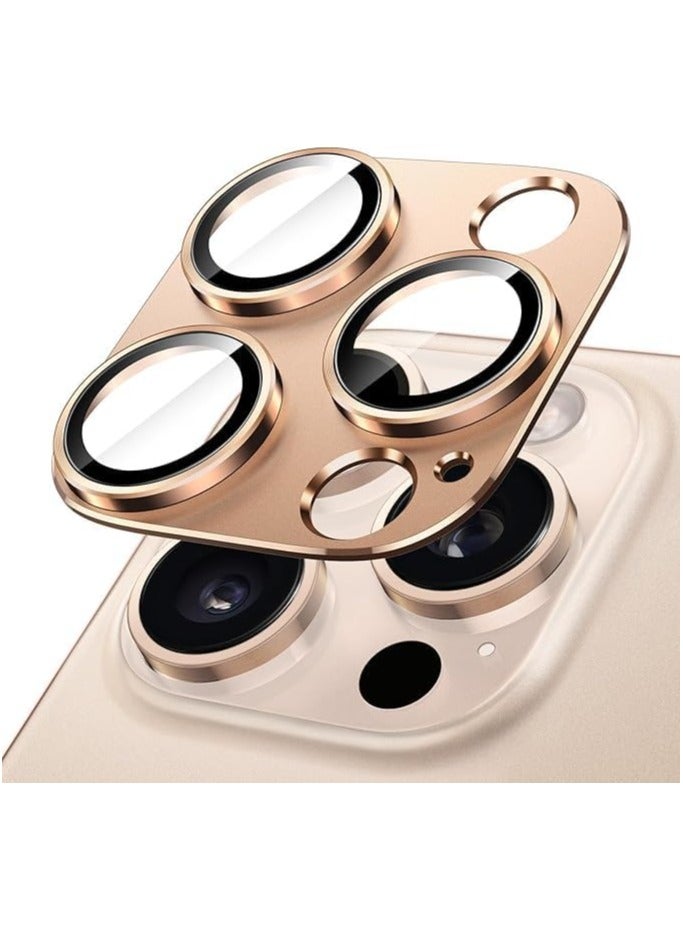 Camera Lens Protector for iPhone 16 Pro/Pro Max 6.3" & 6.9", 9H Tempered Glass with Matte Metal Ring, Full Coverage, Scratch Resistant, Shatterproof, Case Friendly (Desert Titanium)  - Image 1