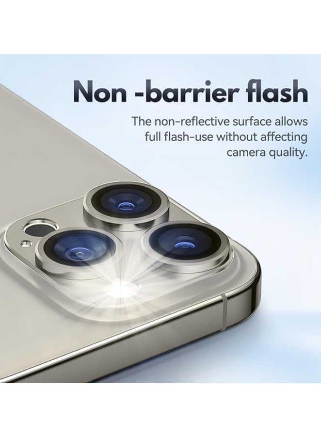 Camera Lens Protector for iPhone 16 Pro/Pro Max 6.3" & 6.9", 9H Tempered Glass with Matte Metal Ring, Full Coverage, Scratch Resistant, Shatterproof, Case Friendly (Desert Titanium)  - Image 5