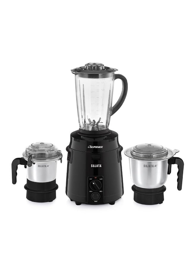 Sujata Supermix Mixer Grinder | 900 Watts Double Ball Bearing Motor | 22000 RPM | Non-Stop 90 Mins Running | 3 Jars including 1750ml Blender, 1000ml Grinder, 500ml Chutney Jar | Black - Image 1