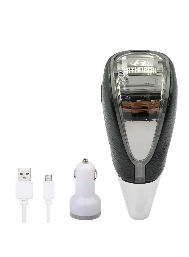هيونداي مقبض ناقل حركة سيارة حساس للمس بإضاءة LED متدرجة الألوان بسبعة ألوان لسيارة هيونداي، يتميز بواجهة شحن USB، وجلد فائق الجودة مضاد للانزلاق، وطبقة نهائية من الطلاء الكهربائي متعدد الطبقات - Image 2