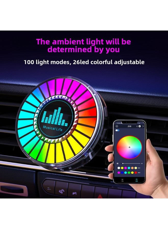Private Model Round RGB Pickup Lamp 3D Car Music Aromatherapy Voice-controlled LED Rhythm Lamp Car Supplies-Color:Car Desktop Dual-purpose Aromatherapy Pickup Light [extra Large Model, Long Battery Life]-Dimensions:Type-C Plug-in With APP  - Image 3