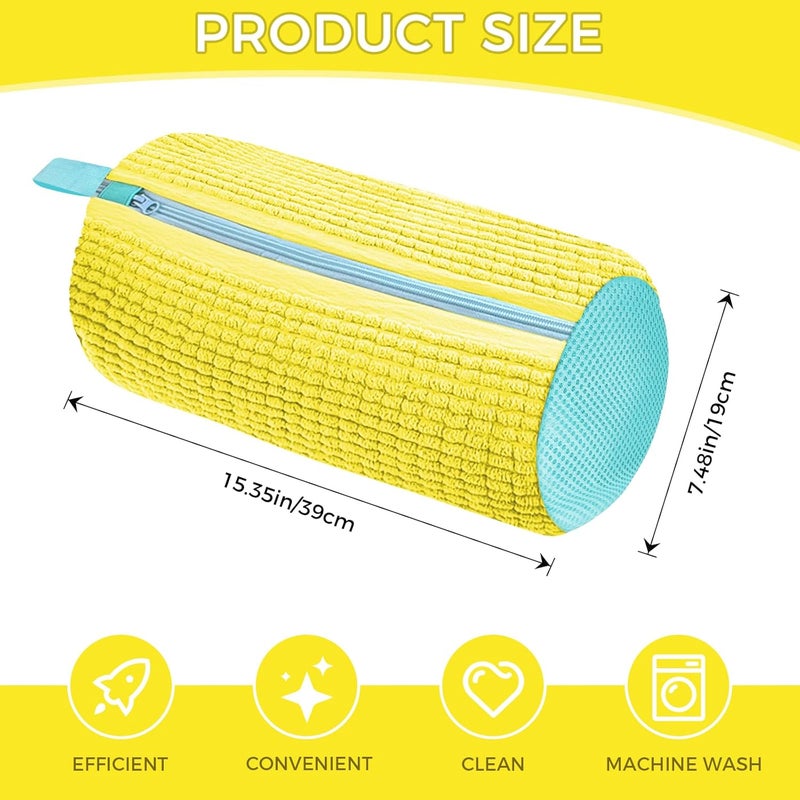 CNMTCCO 2 x shoe wash bags, washing machine, 39 x 19 cm, shoe wash bag with 360° cleaning fluff and zip, shoe wash bag for washing machine and dryer (yellow) - Image 5