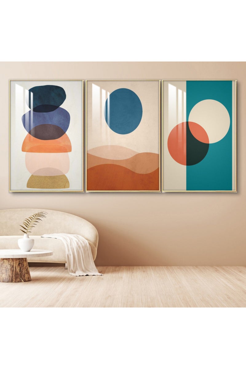ماركتنا ثلاث لوحات جدارية خشبية بإطار وطبقة أكريليك شفافة - Image 1
