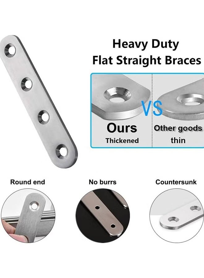 HY Stainless Steel Corner Brace, 10 Pcs Stainless Steel Straight Brace Brackets, Corner Fixing Joining Plates for Furniture Repair with 40 Screws - Image 5