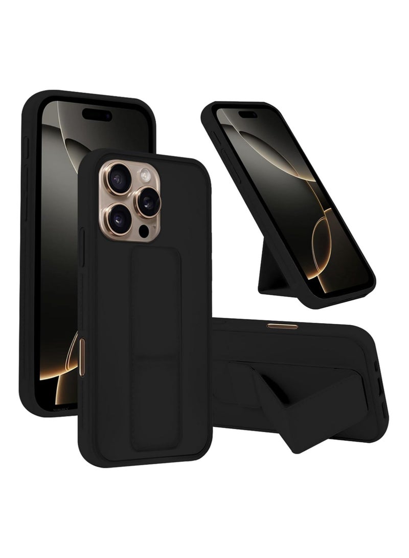 iPhone 16 Pro Case Cover Finger Grip holder Phone Car Magnetic Multi-function Shockproof Protective Case Two-in-one Phone holder Case (Black, iPhone 16 Pro) - Image 2