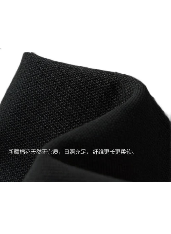 Dancing Wolves 【Pure Cotton & Moisture Wicking】Summer Skin-Friendly Comfortable Short Sleeve Men'S Polo Shirt 001 Black 175 - Image 1