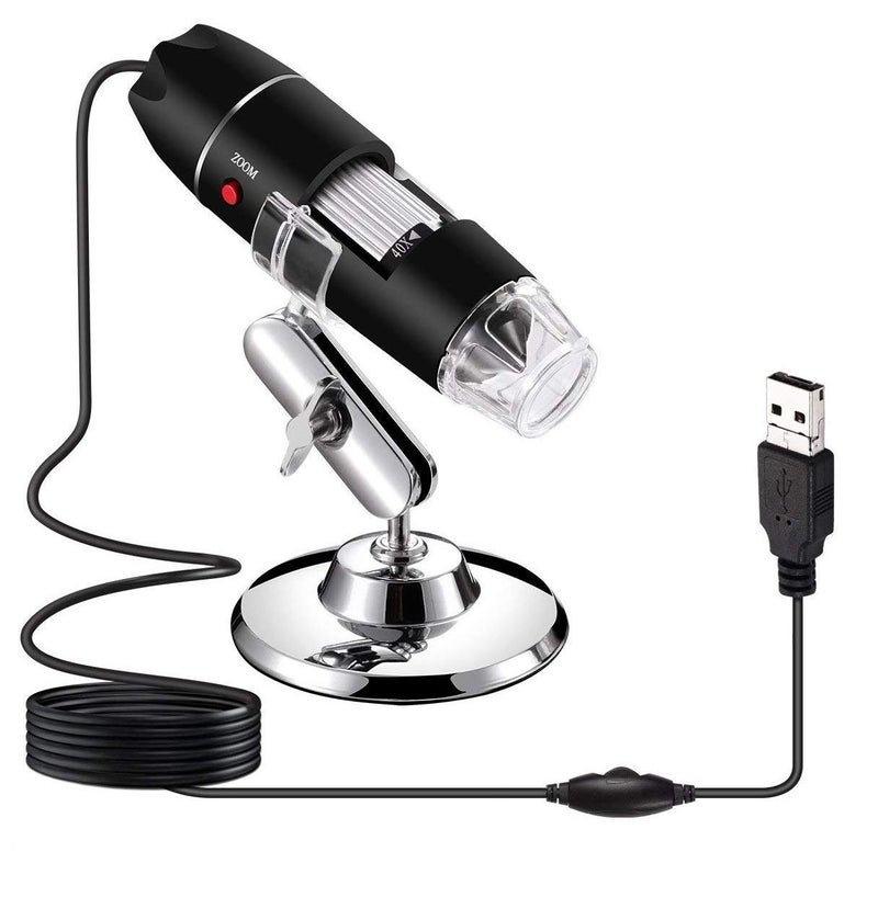Microware مكبر ميكروسكوب رقمي HD 1600X محمول مع قاعدة معدنية وUSB - Image 1