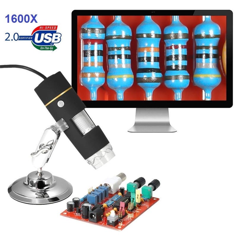 Microware مكبر ميكروسكوب رقمي HD 1600X محمول مع قاعدة معدنية وUSB - Image 2