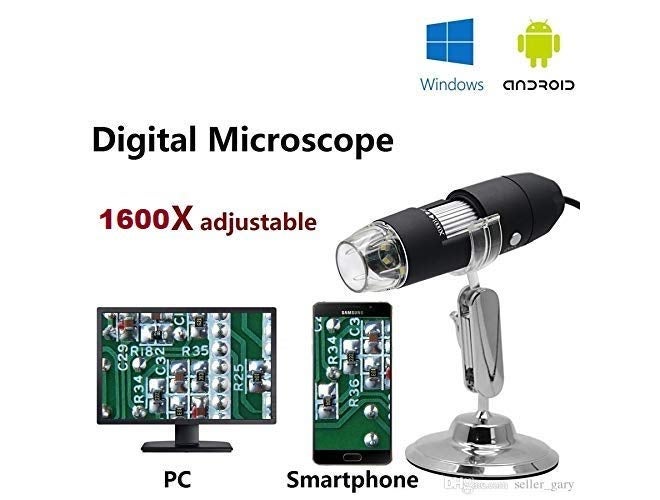 Microware مكبر ميكروسكوب رقمي HD 1600X محمول مع قاعدة معدنية وUSB - Image 4