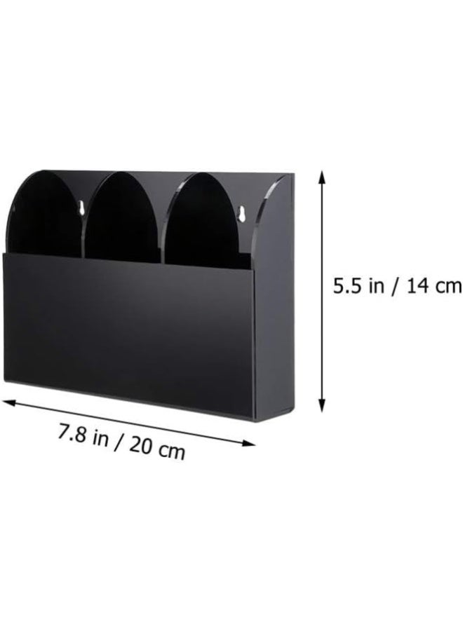 TPGP Remote Holder Wall Mounted Remote Control Box 3 Grids Storage Box Media Controller Holder For Home Air Conditioning Phone Hanging Organizer Box (Black) - Image 2